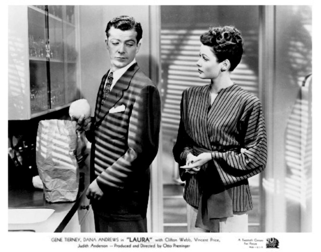 Gene Tierney and Dana Andrews in Laura 1944